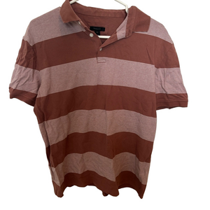 RW&CO. Brown Polo Shirt Striped Cotton Top